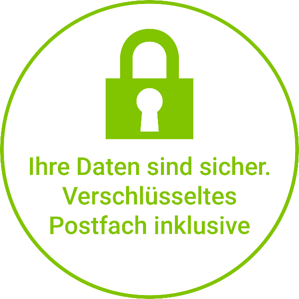 Ihre Daten sind sicher. Verschlüsseltes Postfach inklusive Ihre Daten sind sicher. Verschlüsseltes Postfach inklusive